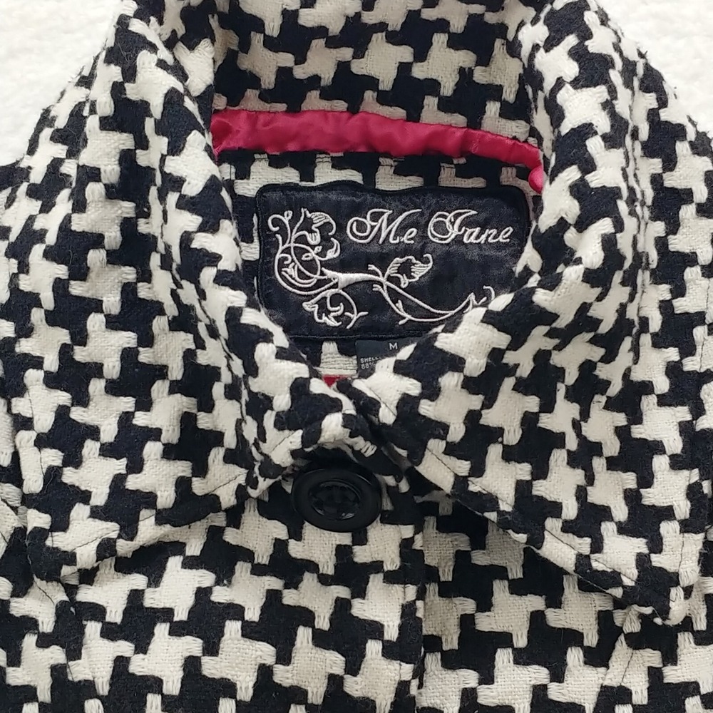 Jane Norman Women's Jacket White & Black Size Large Belted Lined Button - Picture 4 of 10